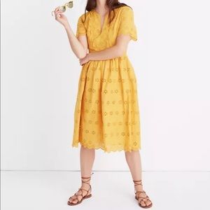 Madewell Mustard Yellow Scallop Dress